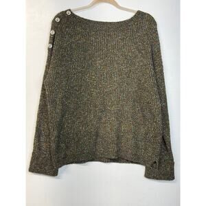 ee: some M/L Cozy Sweater Brown/Multi Colored Boat neck cuffed sleeves Boho
